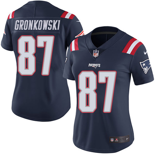 Women's Limited Rob Gronkowski Nike Jersey Navy Blue - #87 Rush NFL New England Patriots